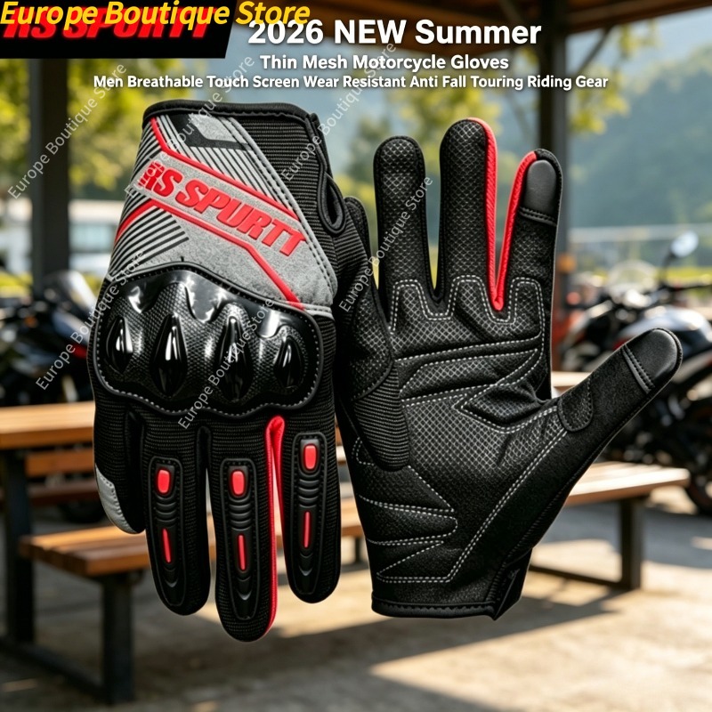 Touch Screen Gloves - Summer Thin Mesh Motorcycle Gloves Breathable