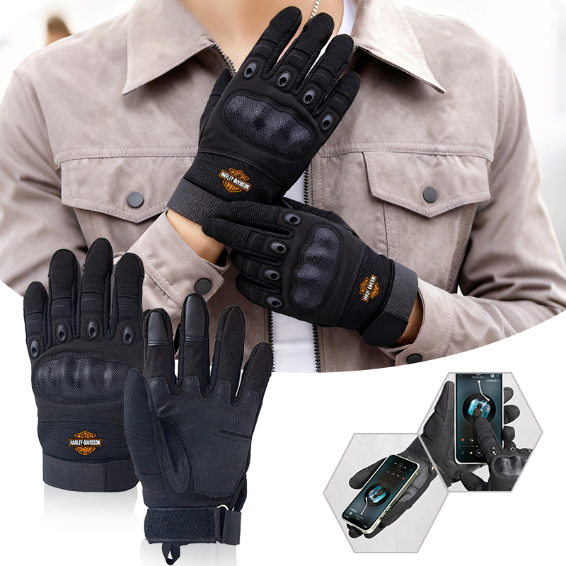 Touch Screen Gloves - Genuine Leather Motorcycle Gloves Carbon Fiber
