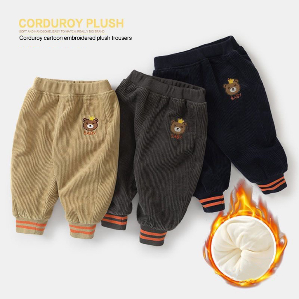 1pcs Boys Girls Winter Velvet  - Corduroy Pant Warm ulasan dan harga