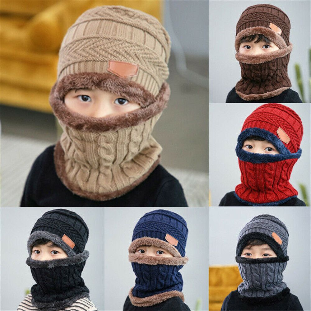 Kids Winter Neck Scarf Cap Set - Neck Gaiter Fleece ulasan dan harga